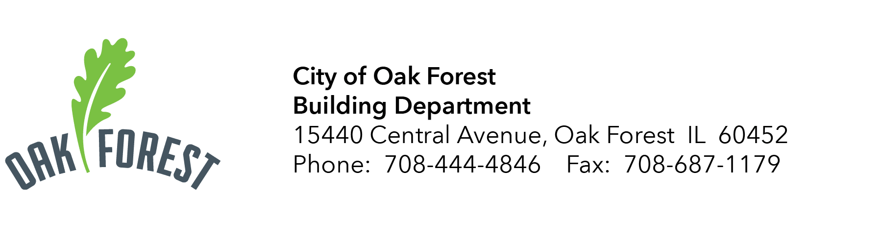 Oak Forest Building Dept Masthead